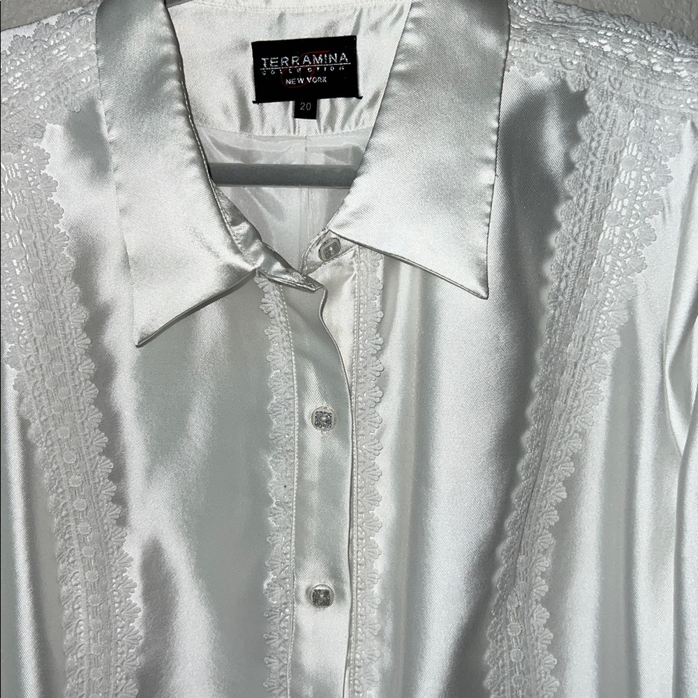 Terramina Collection Church Sunday Best Easter White Long Sleeve Dress Size 20 - Picture 4 of 9